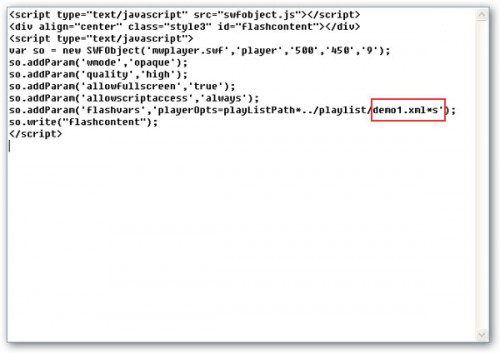 play videos in “demo1.xml” playlist file