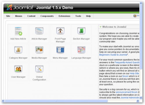 joomla! administrative backend 