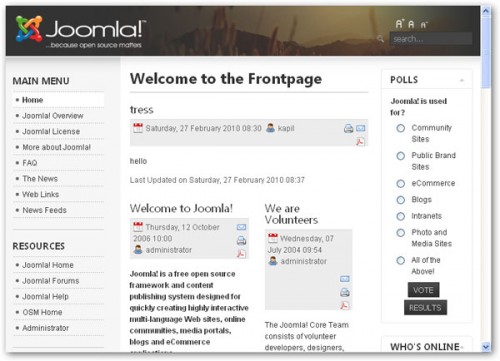 joomla! public frontend